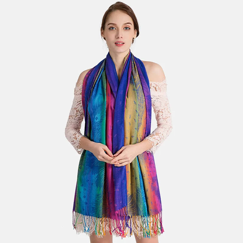 Icone™ ElegantScarf: Elegant Bohem Skjerf med Levende Farger og Dusker for Kvinner