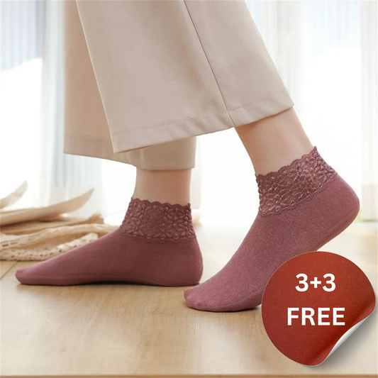 Happy™ LaceSocks: 6 Par Blonder Varm Ull Damesokker