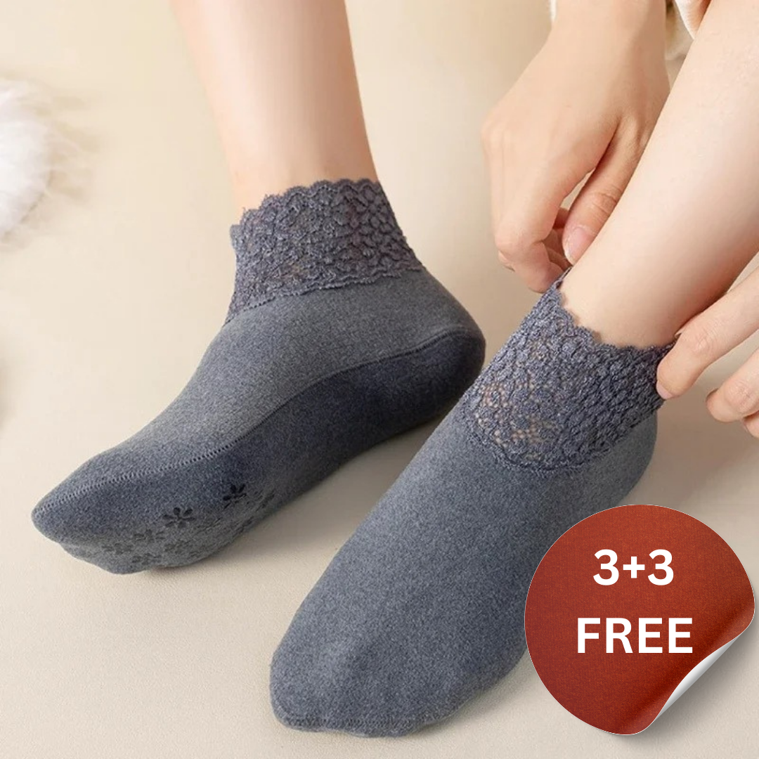 Happy™ LaceSocks: 6 Par Blonder Varm Ull Damesokker