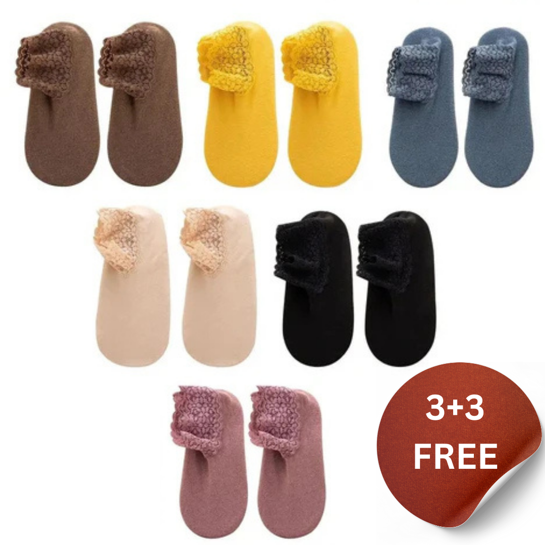 Happy™ LaceSocks: 6 Par Blonder Varm Ull Damesokker