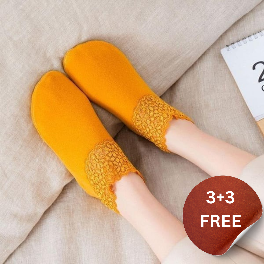 Happy™ LaceSocks: 6 Par Blonder Varm Ull Damesokker