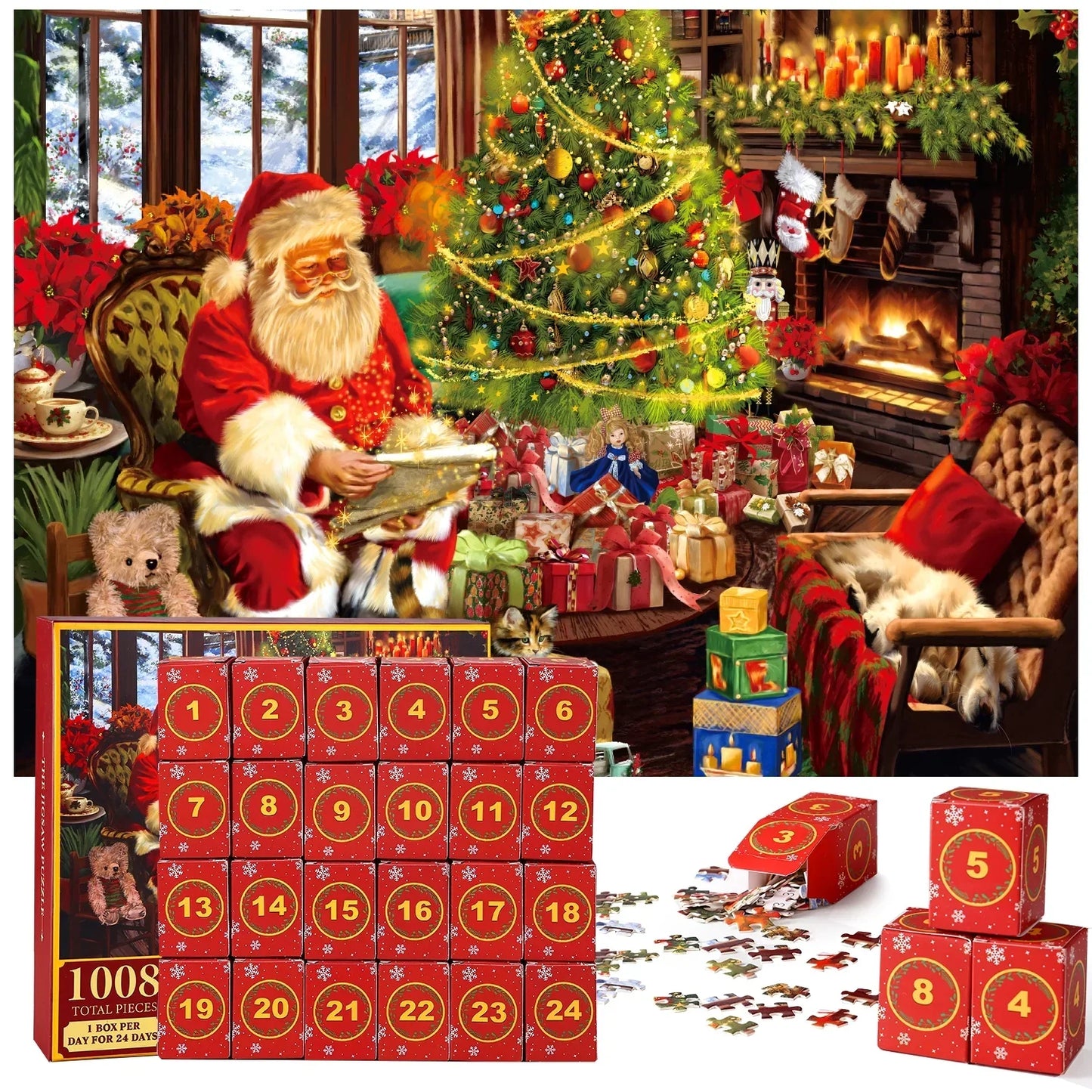 PuzzleAdvent - 24 Jigsaw Puzzle Adventskalender (Tilfeldig Design)