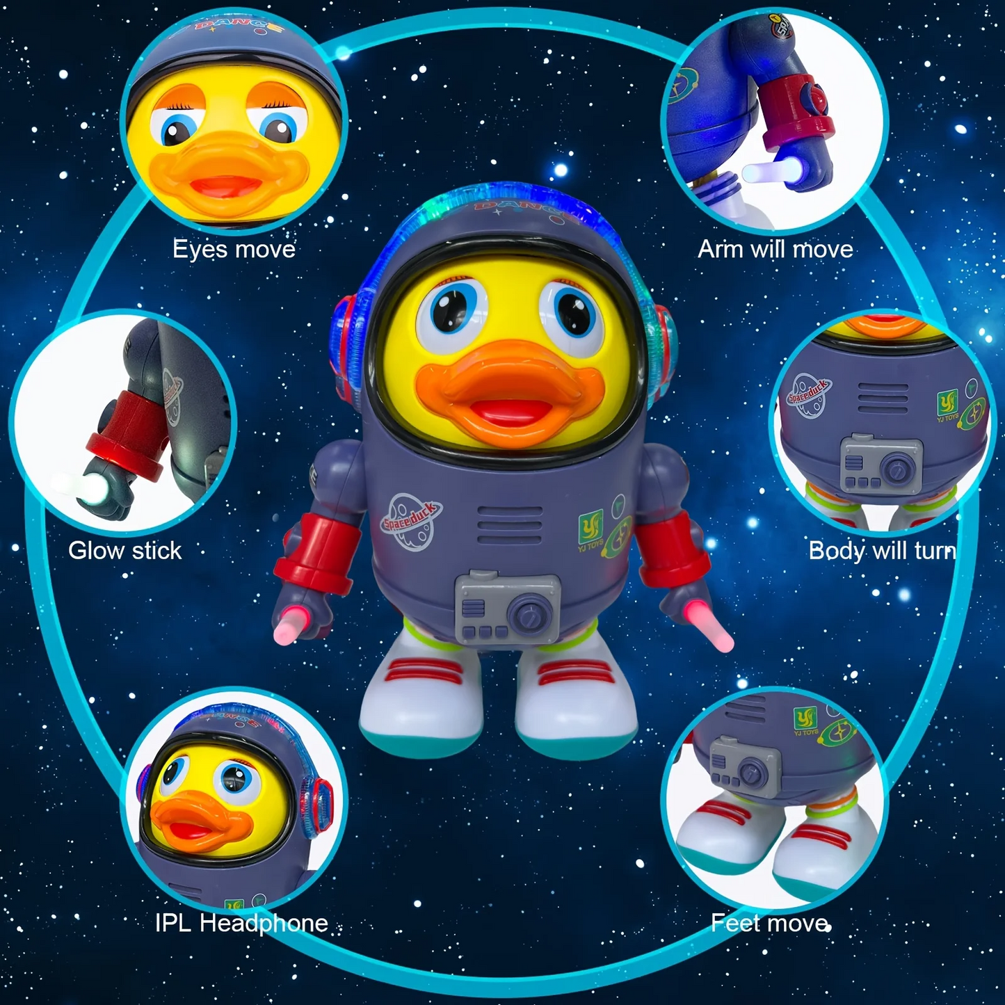Kletshuts™ DancingDuck – Interaktiv Musikalsk Rom Dansende And Astronautleketøy