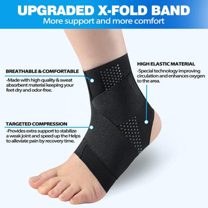 Happy™ AnkleSupport 1+1 GRATIS: Pustende Ankelkompresjon Smertelindring Heldagsstøtte