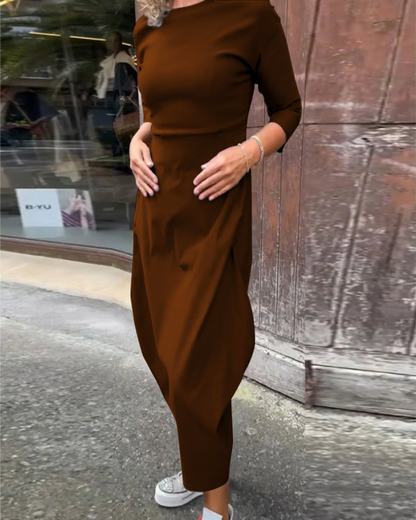 Icone™ SleekDress: Minimalistisk Lang Sleek Ærme Elegant Casual Fit Kjole