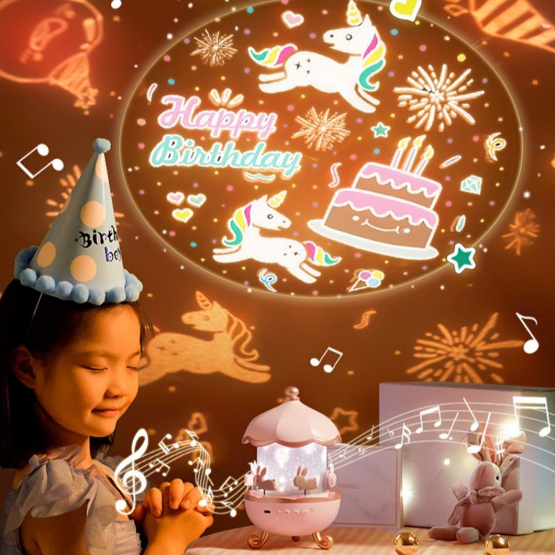 Ledsen™ BunnyProjector: Multi Film Lys Bunny Design Farverig Projektor