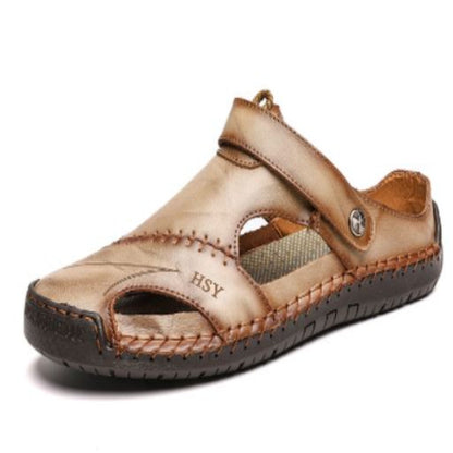 Happy™ LeatherSandals: Pustende Utendørs Sandaler i Mykt Skinn til Menn