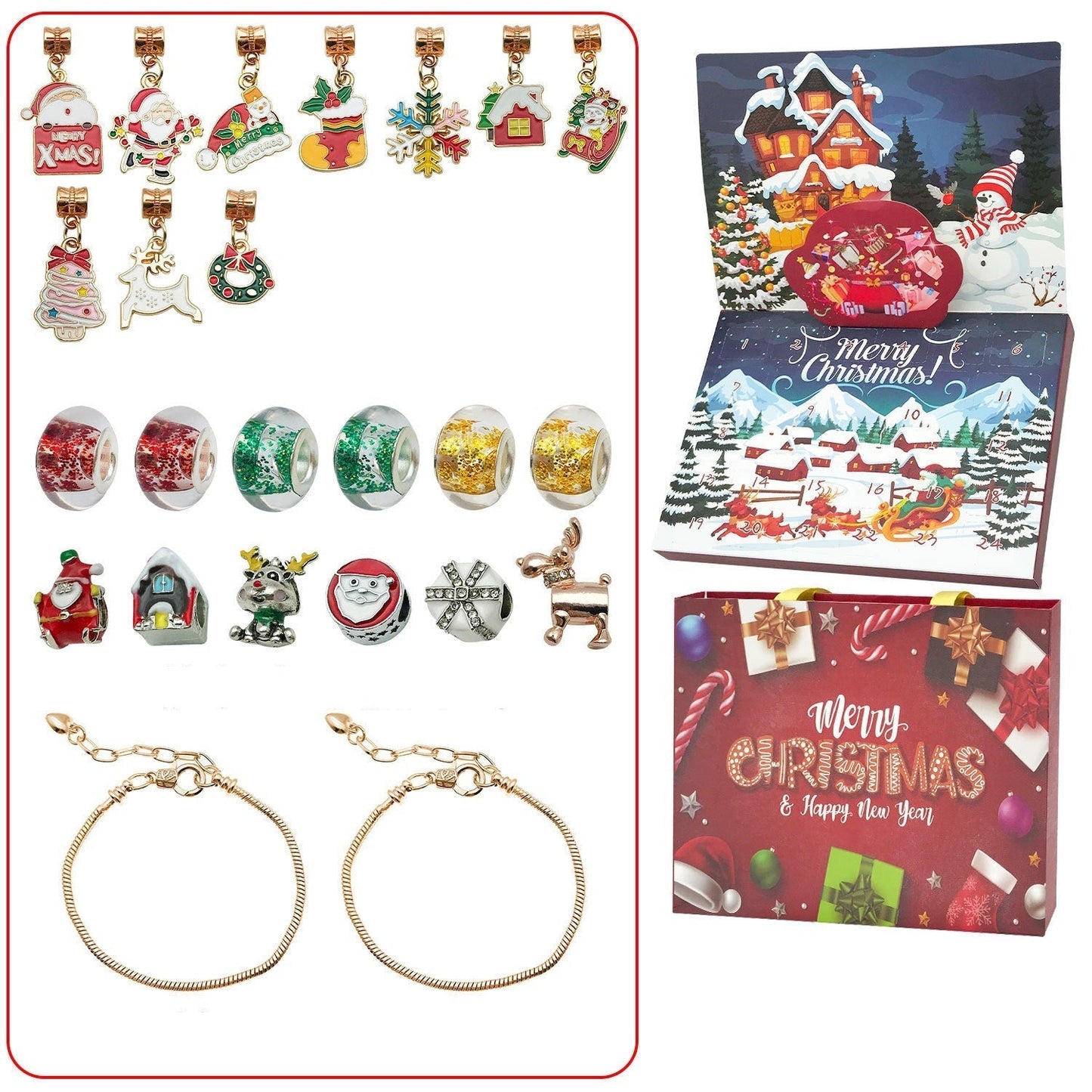 Jewelance™ BraceletCalendar: DIY Jule Adventskalender Armbånd Charm Sett