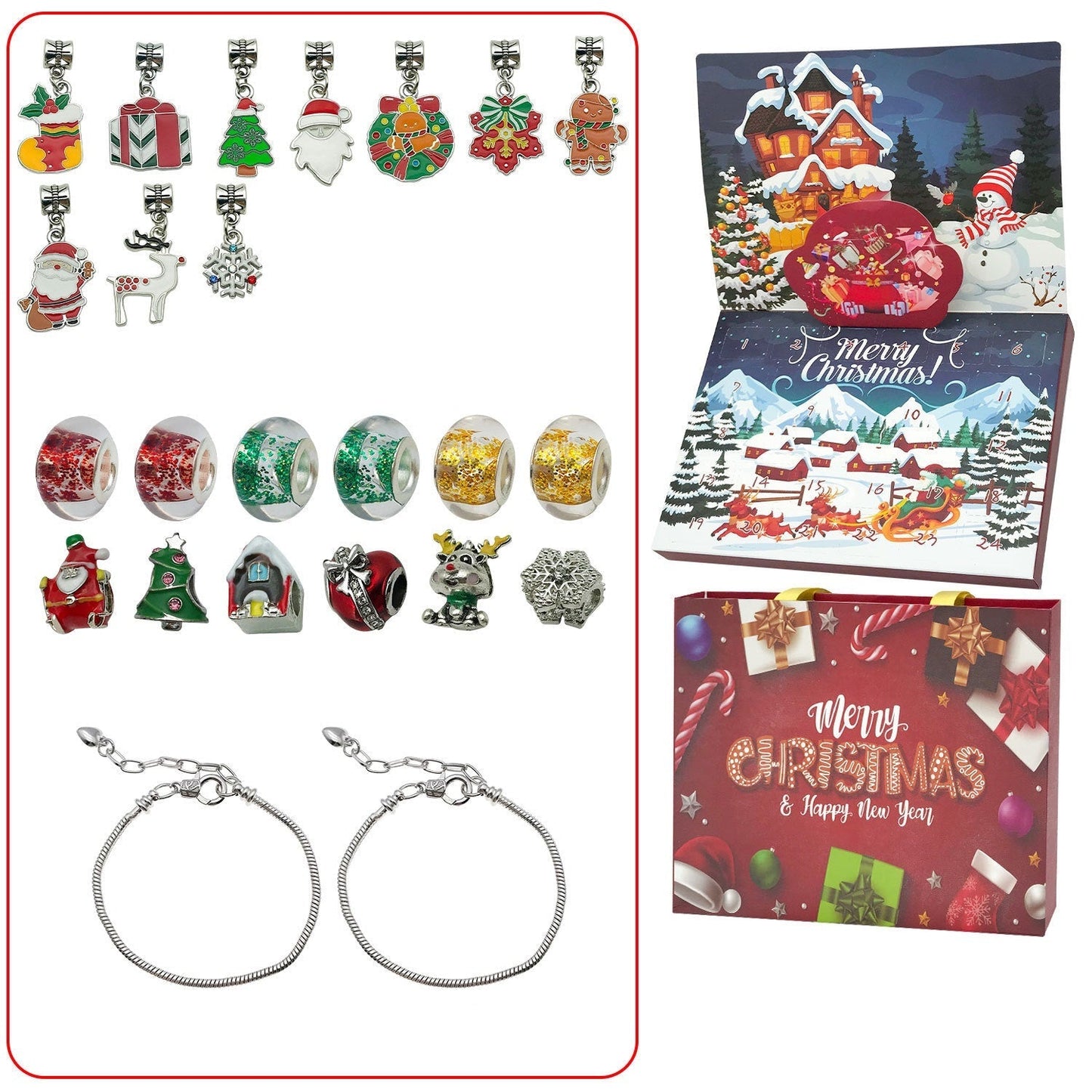 Jewelance™ BraceletCalendar: DIY Jule Adventskalender Armbånd Charm Sett