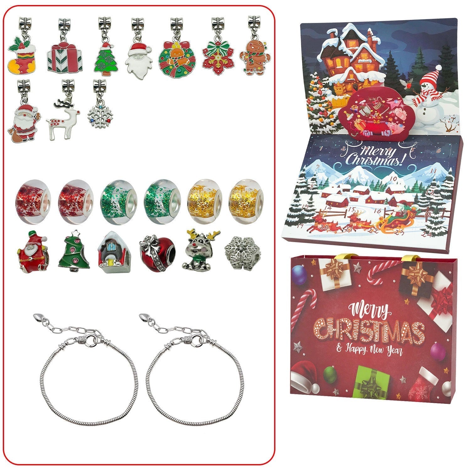Jewelance™ BraceletCalendar: DIY Jule Adventskalender Armbånd Charm Sett