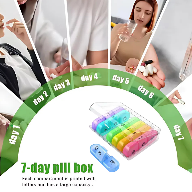PillOrganizer 1+1 GRATIS: Bærbar Pilleorganisator Daglig og Ukentlig Medisinoppbevaring