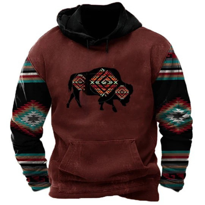 Icone™ WesternHoodie: Stilfuld Vintage Løs Pasform Komfortabel Western Hoodie