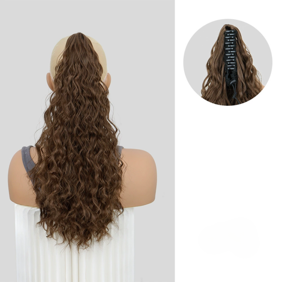 Rose® HairExtension: Clip-on Lang Krøllet Voluminøs Hårforlengelse Hestehale