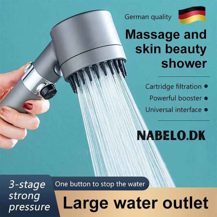 Borhe® Shower - 4-i-1 Multifunksjonelt Dusjhode For Massasje Og Hudpleie