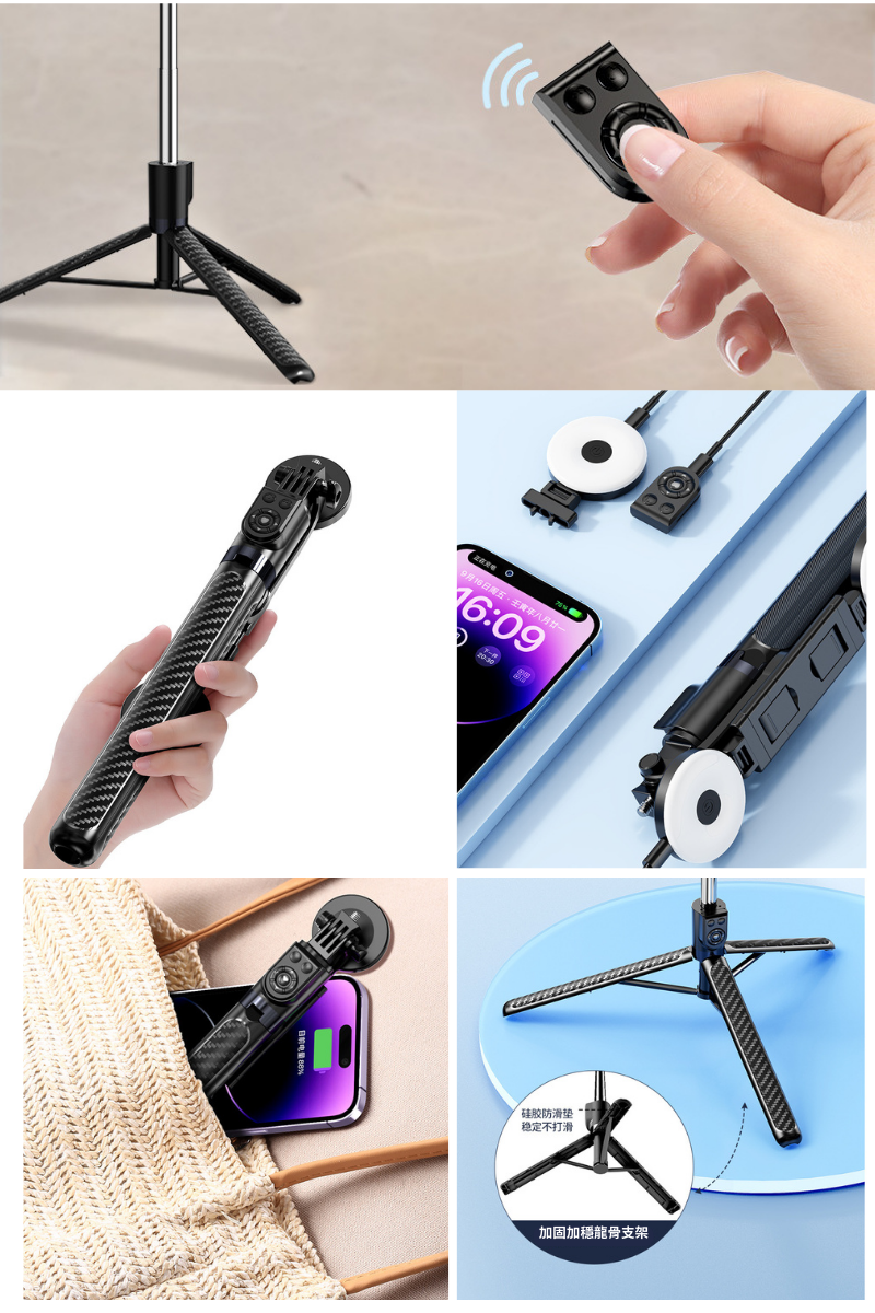 SelfieStick - Selfie Stick Med Dobbelt Lys