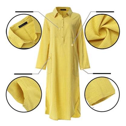 Icone™ ShirtDress: Flytende Skjorte Sidesplitt Kjole
