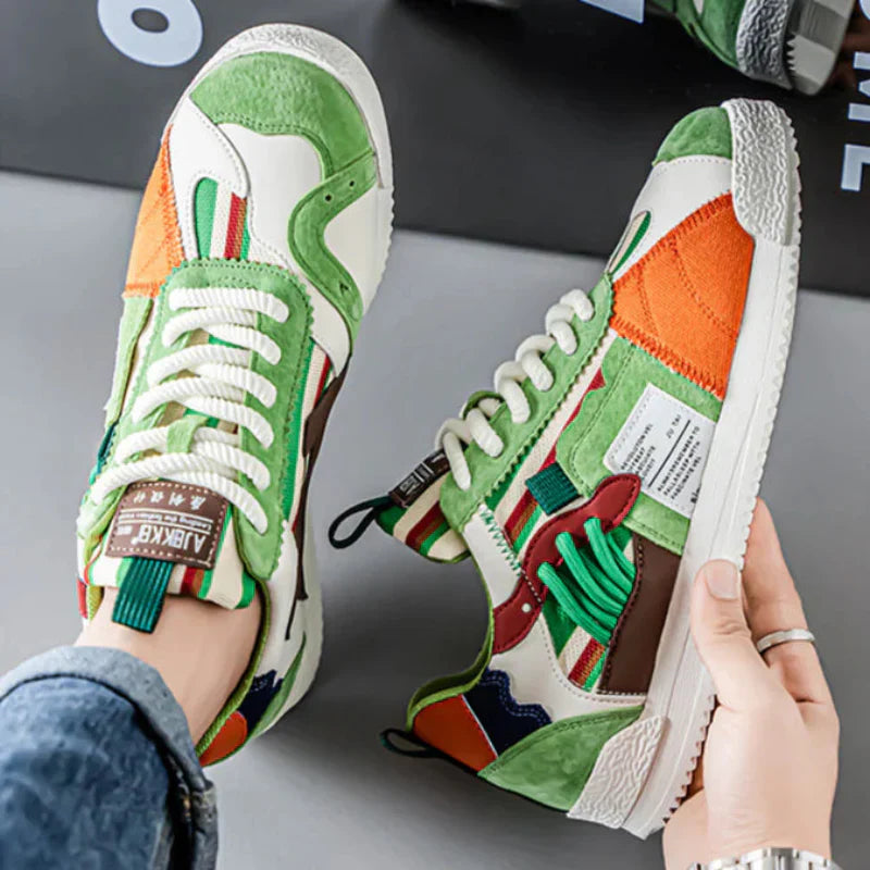 Happy™ PatchworkShoes: Mænd Stilfulde Streetwear Patchwork Sko