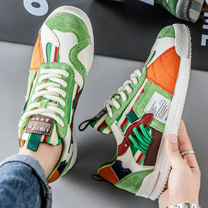 Happy™ PatchworkShoes: Mænd Stilfulde Streetwear Patchwork Sko