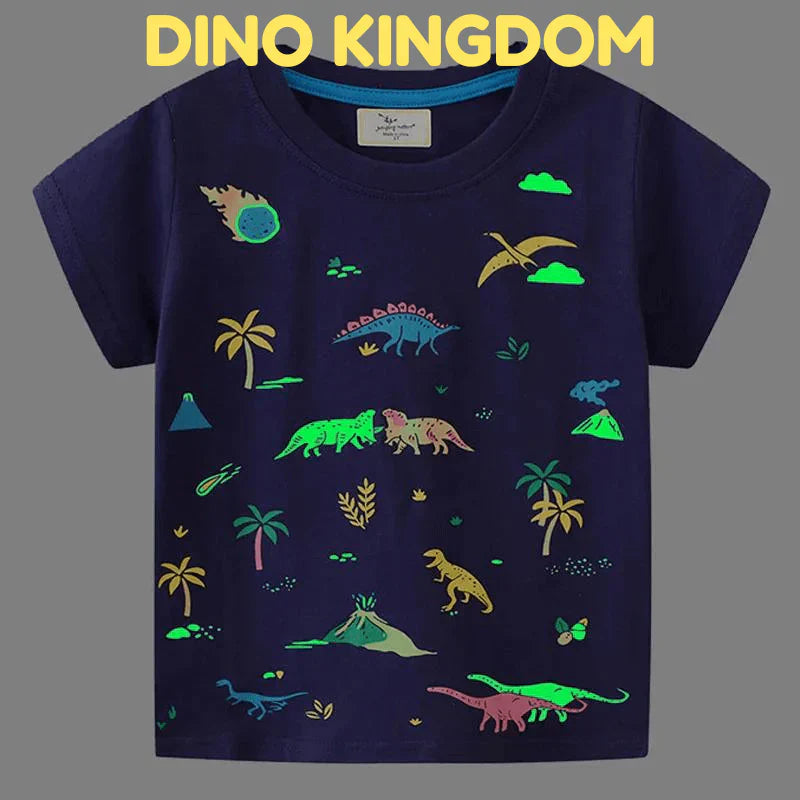 Icone™ DinoShirt: Barn Glød i Mørket Dinosaur T-skjorte