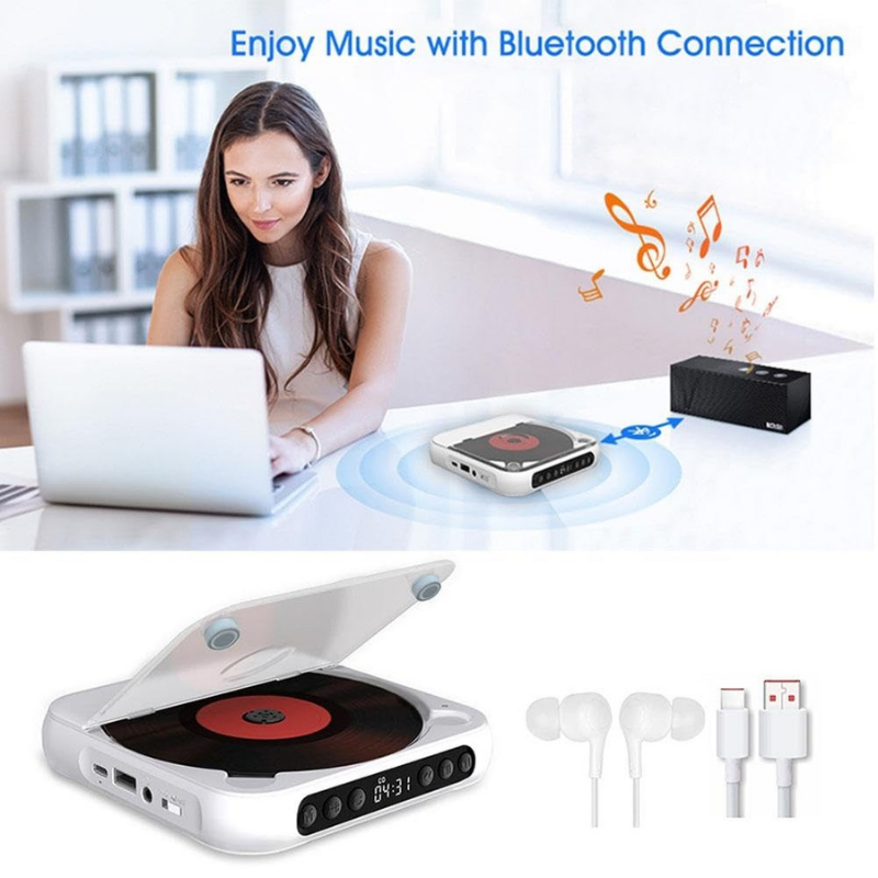 CDPlayer: Bærbar Bluetooth og Kablet CD-spiller