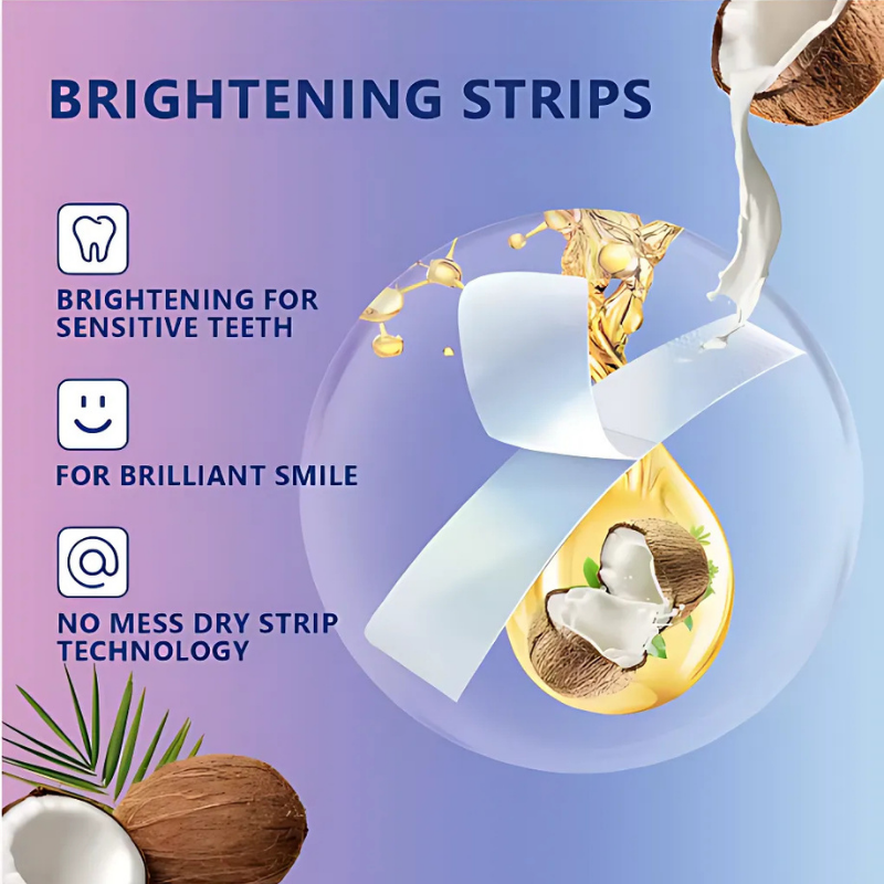 TeethStrip: Naturlig Kokosnøtt Tannbleking Og Lysnende Strips