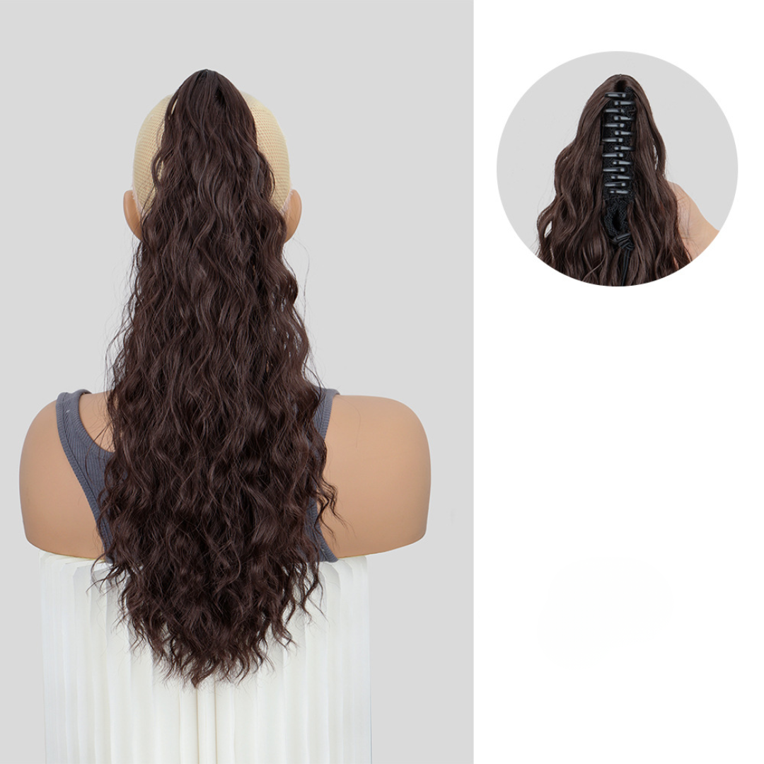 Rose® HairExtension: Clip-on Lang Krøllet Voluminøs Hårforlengelse Hestehale