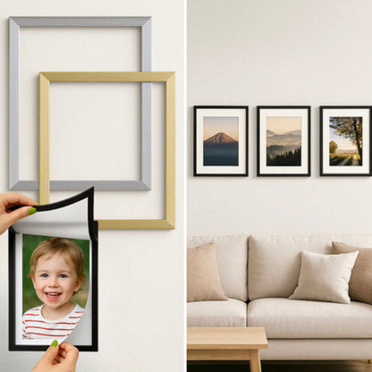 GlideHold® MagneticFrame 1+1 GRATIS: Stilfuld Selvklæbende Foto Magnetrammesæt