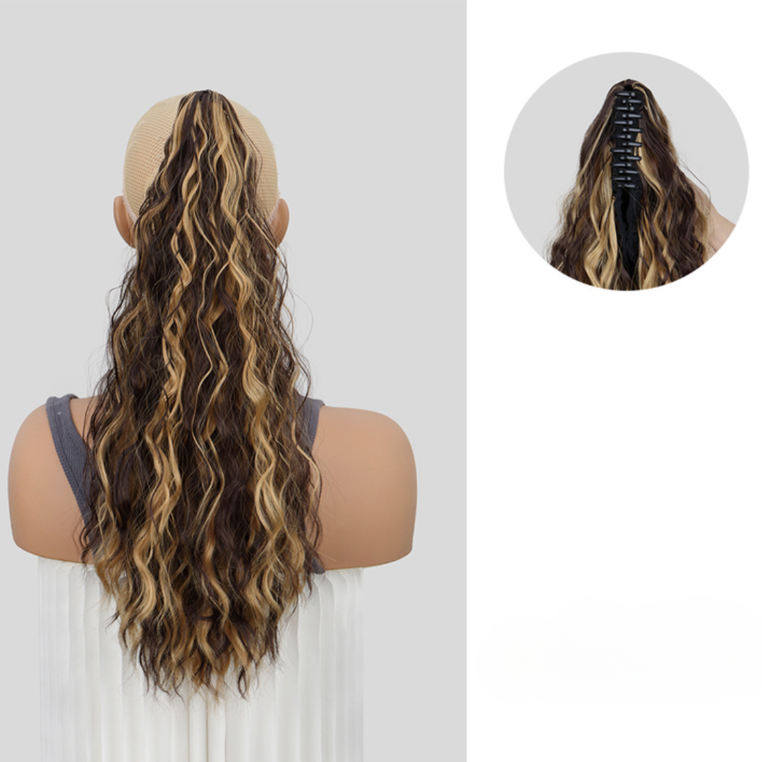 Rose® HairExtension: Clip-on Lang Krøllet Voluminøs Hårforlengelse Hestehale