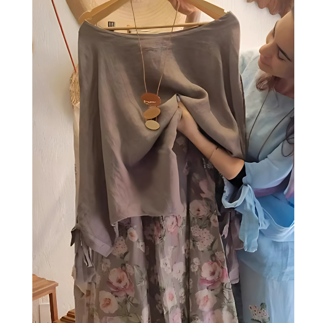 Icone™ LooseSet: Løs Langermet Bluse Og Blomsterbukser For Kvinner