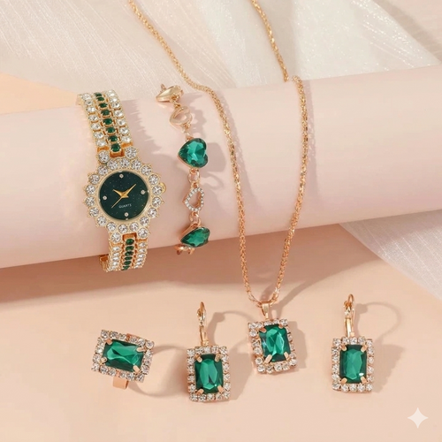 Jewelance™ JewelrySet: Mote Luksus Smaragdgrønt Smykkesett Gaveeske