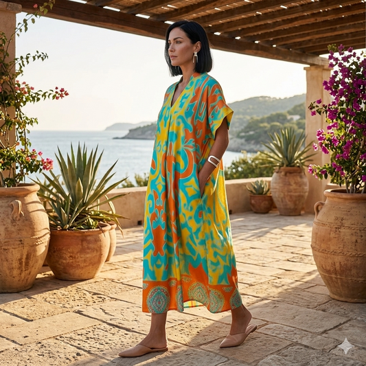 Icone™ RelaxedDress - Avslappet Løs Dyp V-hals Behagelig Avslappet Kjole