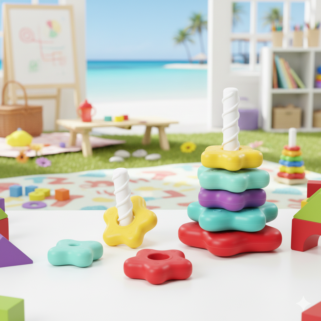 Kletshuts™ StackingToy: Regnbue Tårn Hjul Stableleke Sensorisk Læring