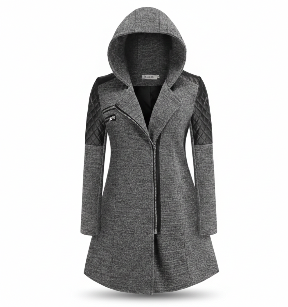 Icone™ ClassicCoat: Elegant Med Hætte Midt-Længde Slim-Fit Klassisk Frakke