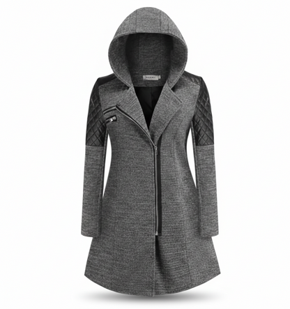 Icone™ ClassicCoat: Elegant Med Hætte Midt-Længde Slim-Fit Klassisk Frakke