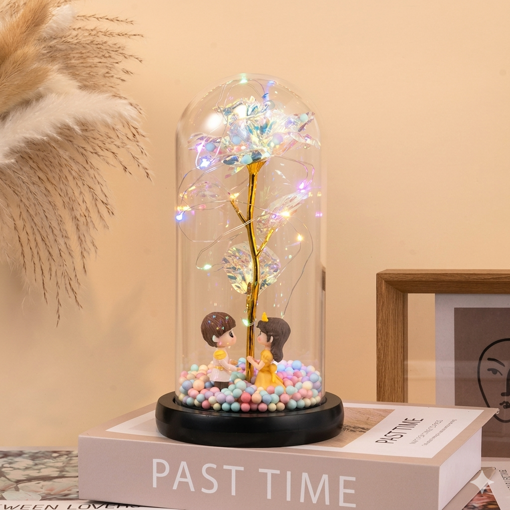Ledsen™ GlassDome: Stilfuld LED Evig Blomst Glasdome Dekor