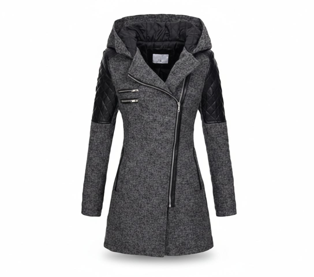 Icone™ ClassicCoat: Elegant Med Hætte Midt-Længde Slim-Fit Klassisk Frakke