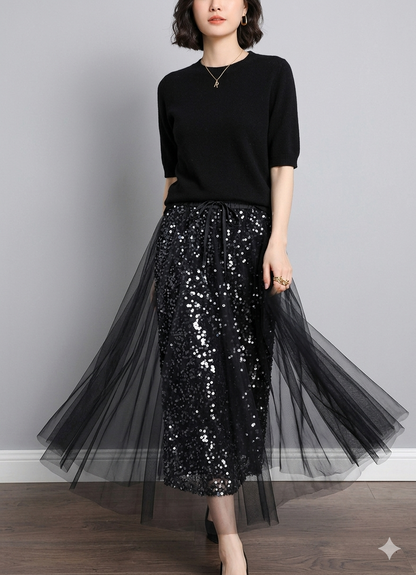 Icone™ SparkleSet: Uformell Elegant Topp Og Skinnende Tulle Sparkle Sett