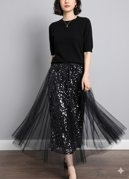 Icone™ SparkleSet: Uformell Elegant Topp Og Skinnende Tulle Sparkle Sett