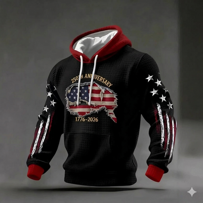 Icone™ CasualHoodie: Snøre Tilfældig Patriotisk Hættetrøje Med Forlomme