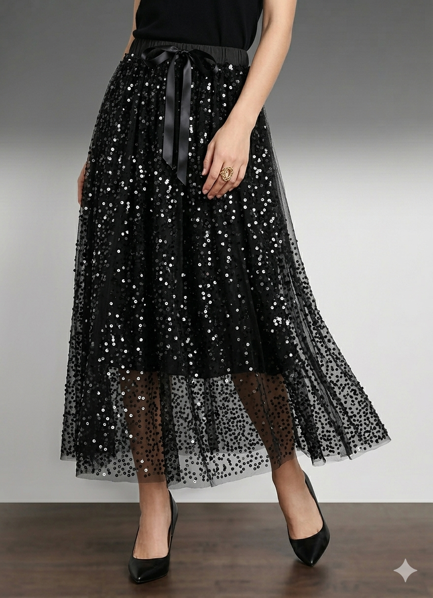 Icone™ SparkleSet: Uformell Elegant Topp Og Skinnende Tulle Sparkle Sett