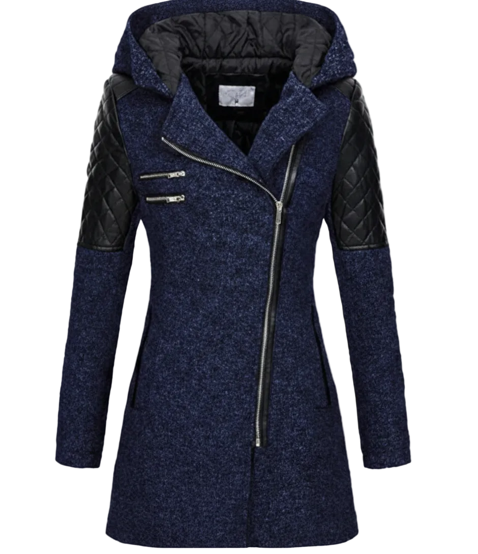 Icone™ ClassicCoat: Elegant Med Hætte Midt-Længde Slim-Fit Klassisk Frakke