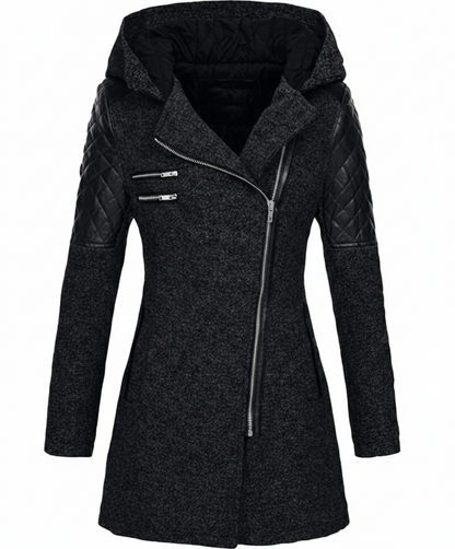 Icone™ ClassicCoat: Elegant Med Hætte Midt-Længde Slim-Fit Klassisk Frakke