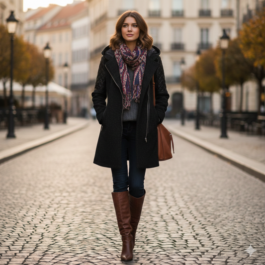 Icone™ ClassicCoat: Elegant Med Hettemidtlengde Slim-Fit Klassisk Frakk