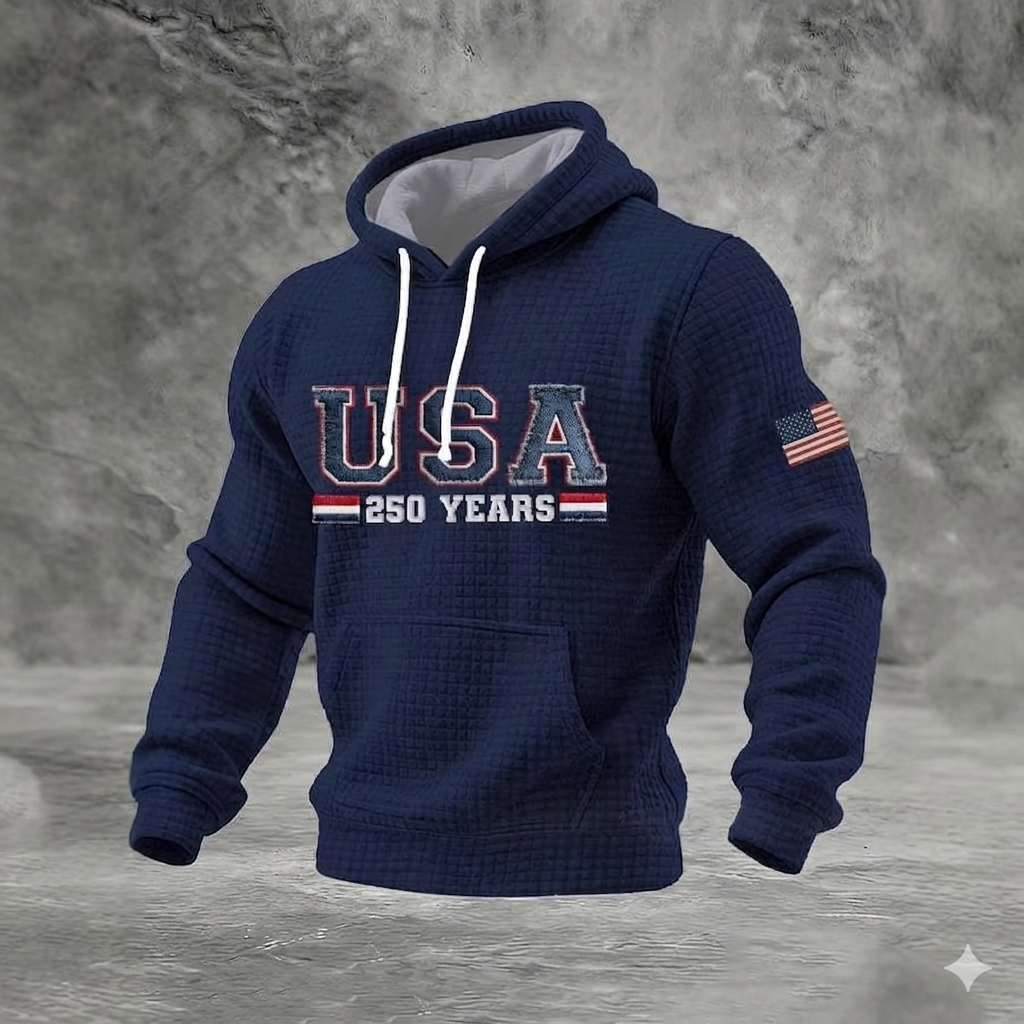 Icone™ CasualHoodie: Snøre Tilfældig Patriotisk Hættetrøje Med Forlomme