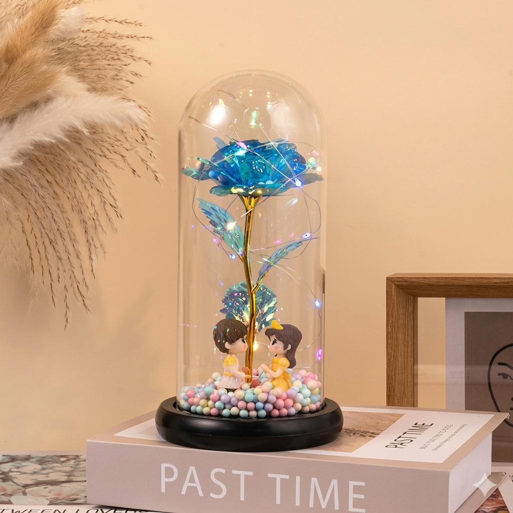 Ledsen™ GlassDome: Stilfuld LED Evig Blomst Glasdome Dekor