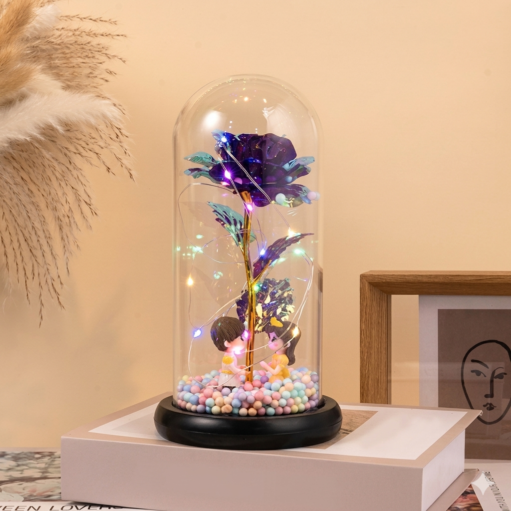 Ledsen™ GlassDome: Stilfuld LED Evig Blomst Glasdome Dekor