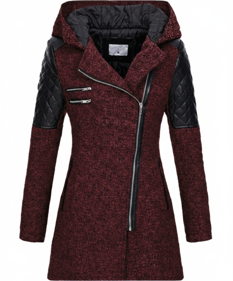 Icone™ ClassicCoat: Elegant Med Hætte Midt-Længde Slim-Fit Klassisk Frakke