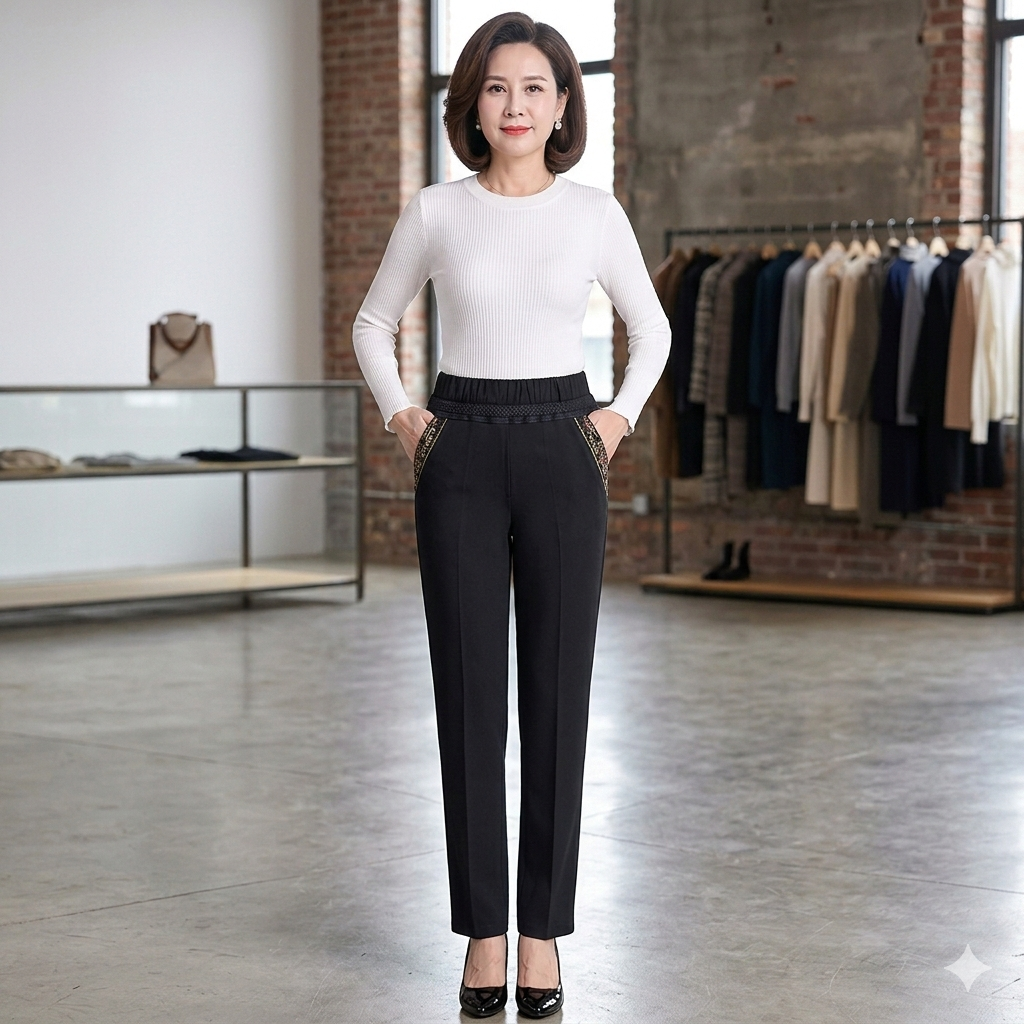 Icone™ CasualJeans: Elastisk Høj Talje Stretch Lige Ben Casual Jeans