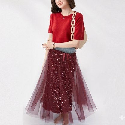 Icone™ SparkleSet: Uformell Elegant Topp Og Skinnende Tulle Sparkle Sett