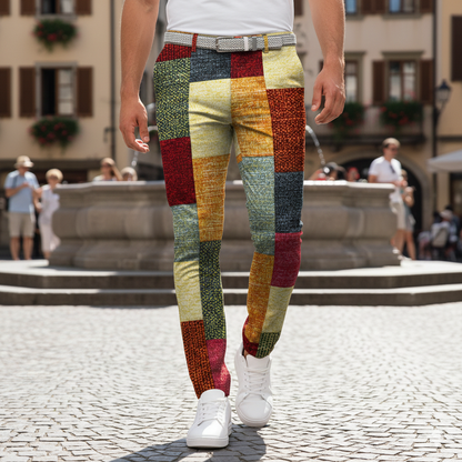 Icone™ RetroTrousers: Stilfulle Fargeblokk Vintage Slim Fit Retro Bukser